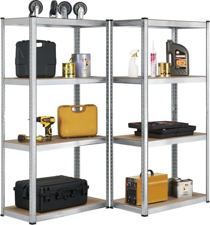 Easy tároló polc készlet 2 db 4 polcos fém és MDF 160x80