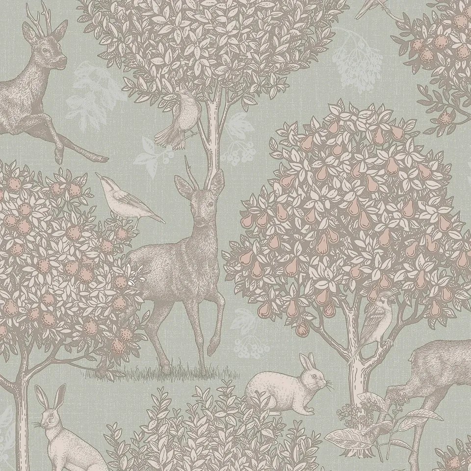 Arthouse Signature 2 Woodland Scene barna-szürke állatos papír tapéta – 924606