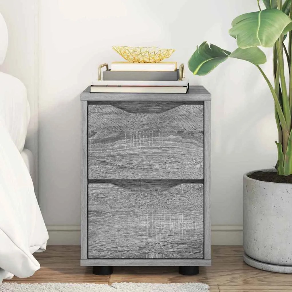 vidaXL Éjjeli asztal fiókkal Szürke Sonoma 30,5 x 30 x 43 cm Faanyag