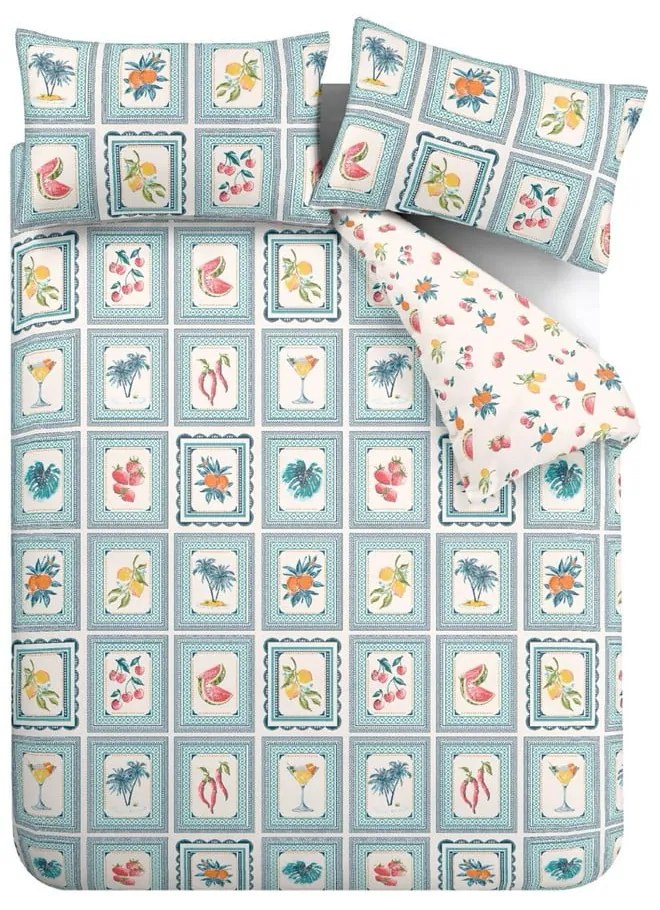 Kék kétszemélyes hosszabbított ágyneműhuzat 230x220 cm Riviera Tiles – Catherine Lansfield