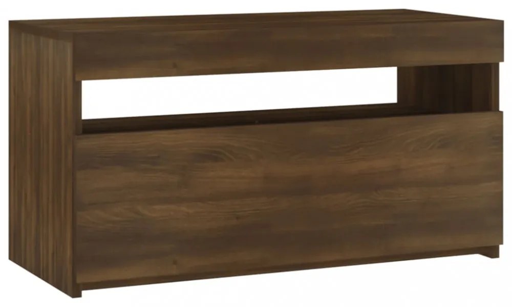 barna tölgy színű TV-szekrény LED-világítással 75 x 35 x 40 cm