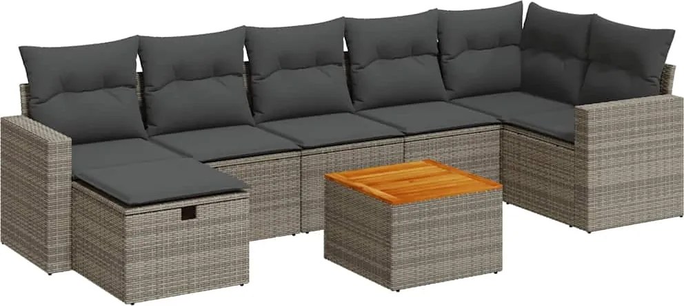 vidaXL 8 részes szürke polyrattan kerti ülőgarnitúra párnákkal