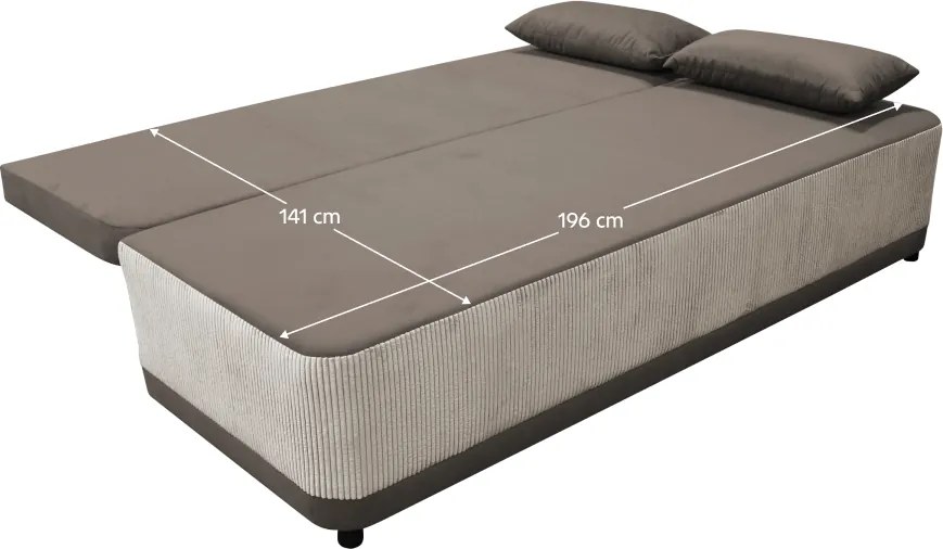 Kihúzható heverő, szürkésbézs Taupe, SENTY