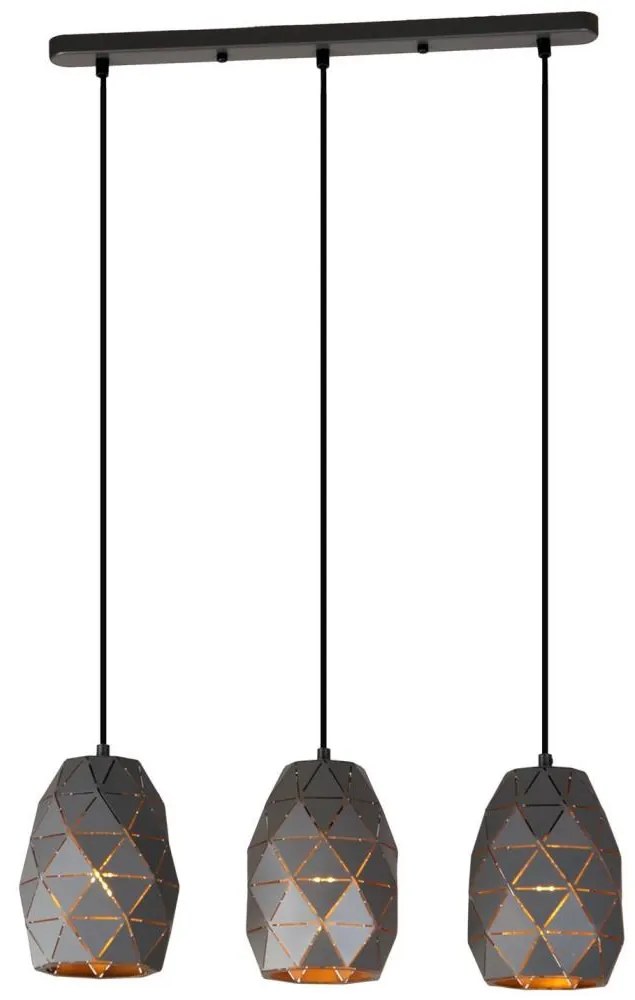 ITALUX MDM-3480/3 GR+GD - Csillár zsinóron HARLEY 3xE27/40W/230V antracit