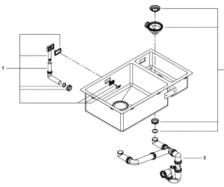 GROHE 31575SD1 - K700U konyhai mosogató, 760 × 450 mm, rozsdamentes acél