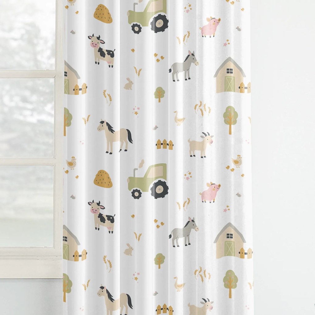 Goldea gyerek pamut függöny - élet a farmon 280x150 cm