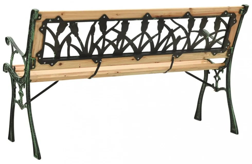 öntöttvas és tömör fenyőfa kerti pad 122 cm