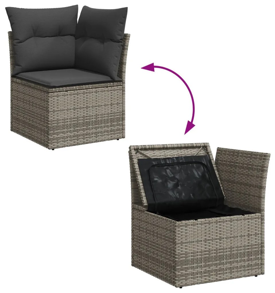 Kerti Kanapé Szett 10 pcs Szürke 100 x 55 x 73 cm Poli rattan