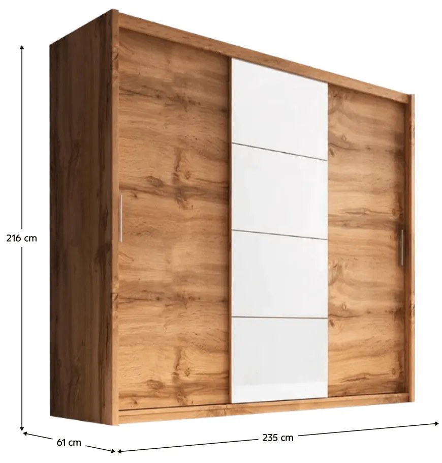 Tolóajtós szekrény, wotan tölgy, 235x216, CHIARA