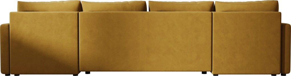 VENORIA U alakú kihúzható ülőgarnitúra, 285x146 cm, mustársárga + 2 párna INGYEN