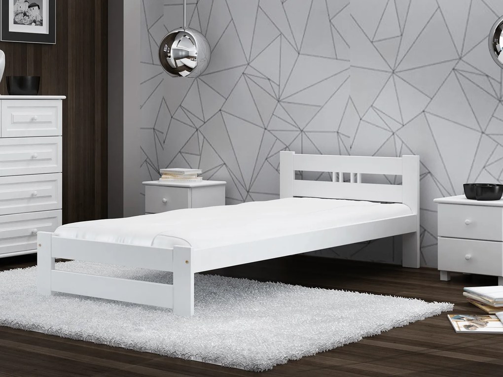 Fa ágy 90x200 LUX VitBed fehér + Matrac 90x200 Niobé