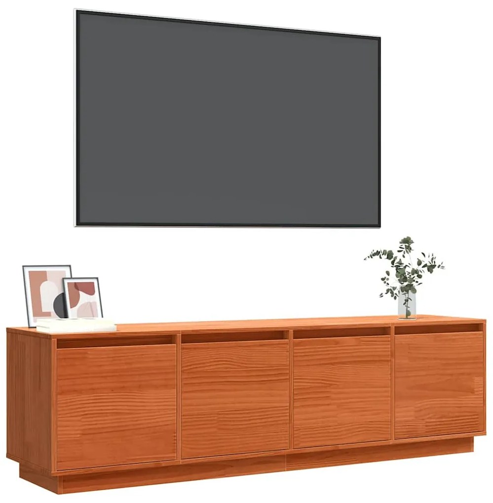 TV szekrény Barna 156 x 37 x 45 cm Tömör fenyőfa