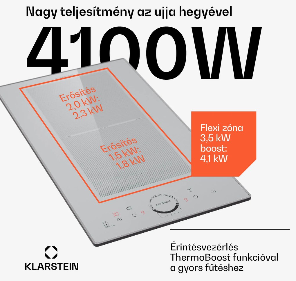 Klarstein Delicatessa Slim Domino, indukciós főzőlap, 3500 W, időzítő