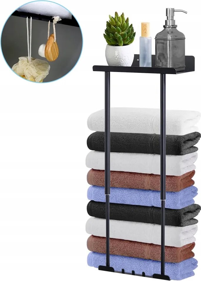 Törölközőtartó öntapadós acél szerelés fúrás nélkül