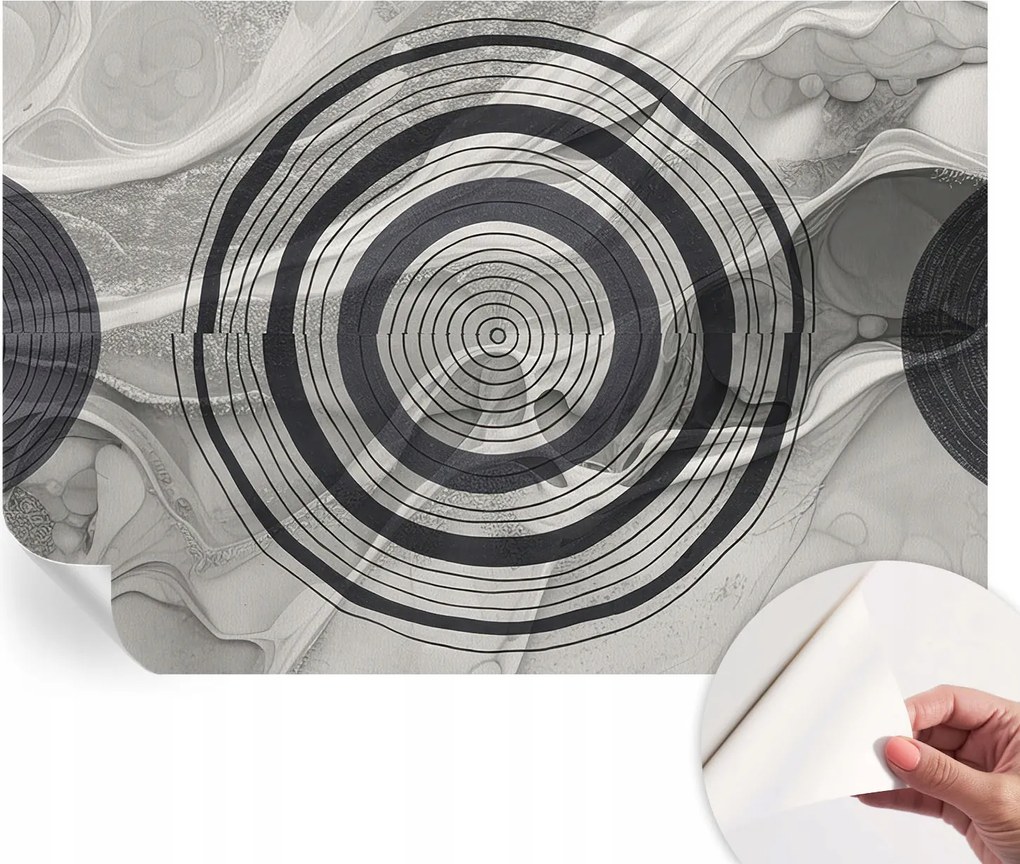 Modern öntapadós fotótapéta falra Szürke körök 152x104 cm