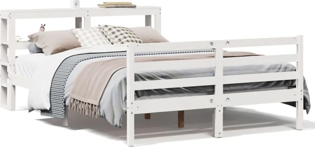 vidaXL fehér tömör fenyőfa ágy matrac nélkül 120 x 190 cm