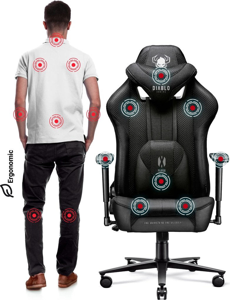 Gamer szék szövet fekete Normal Size: Diablo X-Player 2.0