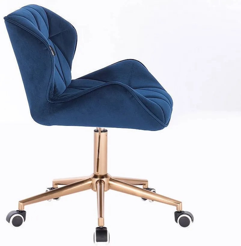 HR111K Tengerkék modern velúr szék arany lábbal