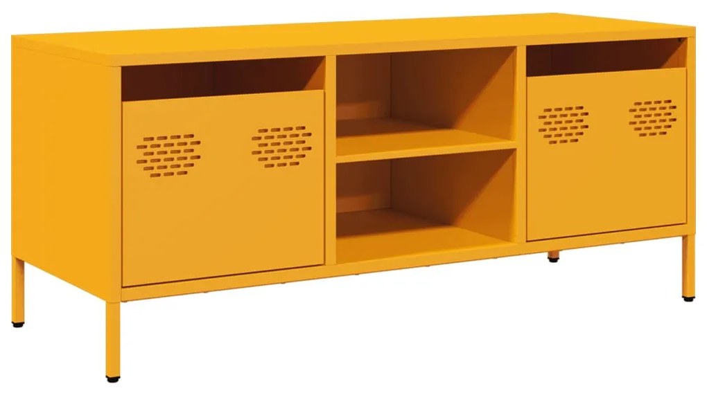 mustársárga hidegen hengerelt acél TV-szekrény 101,5x39x43,5 cm