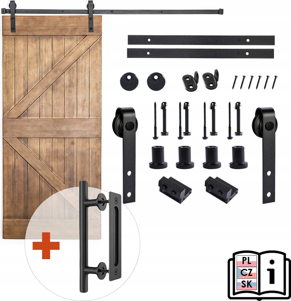 Tolóajtó szett Grip fogantyúval, Loft mintás