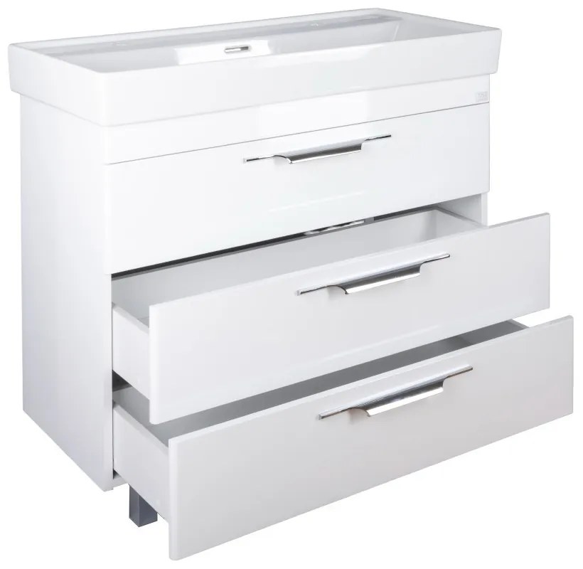 TMP TRIO 100D álló fürdőszobabútor - CeraStyle SHARP - 37600 DUPLA csaplyukas mosdóval - 100 x 48 cm