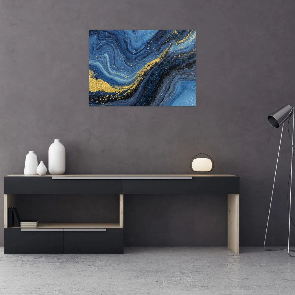 Kép - Kék-arany absztrakció (70x50 cm)