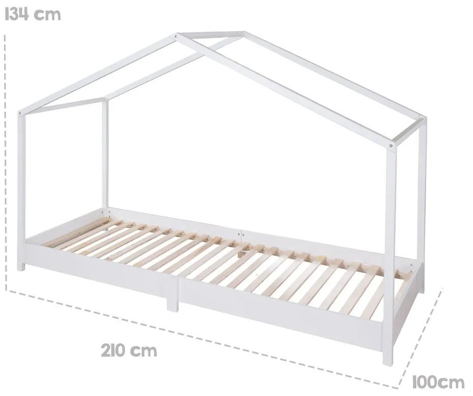 Fehér házikó alakú gyerekágy 90x200 cm Montessori – Roba