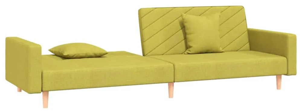 vidaXL 2 személyes zöld szövet kanapéágy két párnával