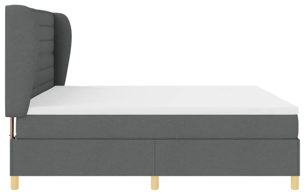 Boxspring Ágy Matrac Esernyő Szürke 200x200 cm Szövet