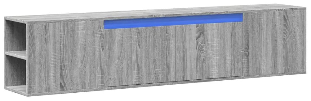 szürke sonoma színű fali TV-szekrény LED-del 180 x 31 x 39,5 cm