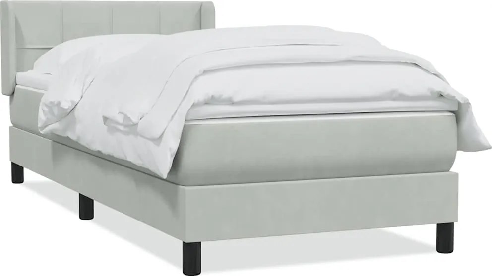 vidaXL világosszürke bársony rugós ágy matraccal 80x220 cm