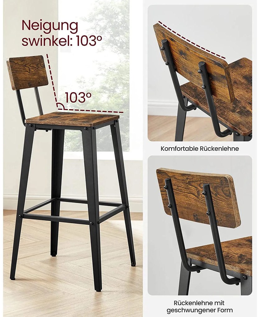 Bárszék 2db szett, konyhai székek háttámlával