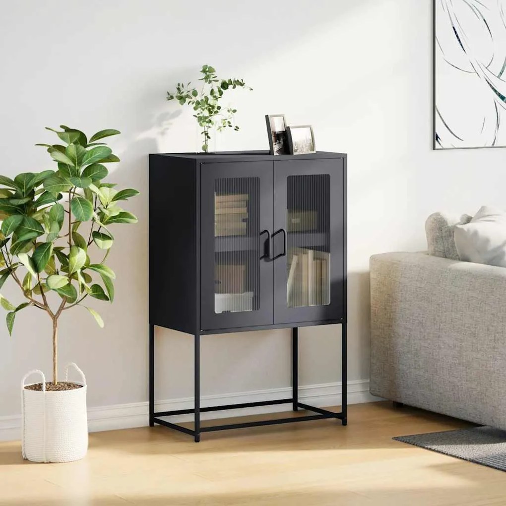 Highboard antracit 68x39x107 cm Acél