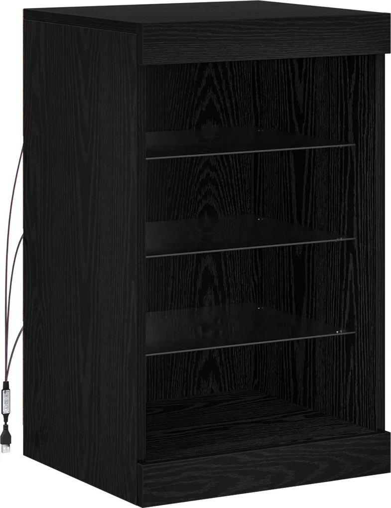 vidaXL LED tálaló Fekete tölgy 41 x 37 x 67 cm Faanyag