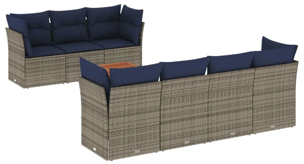 8 részes szürke polyrattan kerti ülőgarnitúra párnával
