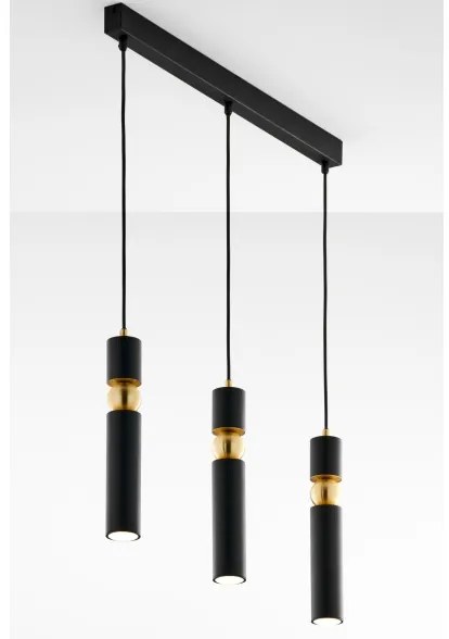 Jupiter 2004 - Csillár zsinóron ALAS 3xGU10/10W/230V fekete/arany