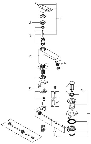 GROHE 23445000 - EUROCUBE mosdócsaptelep M méretű, fényes króm