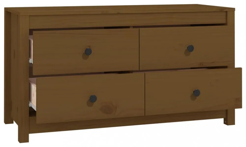 mézbarna tömör fenyőfa kisszekrény 100x40x54 cm