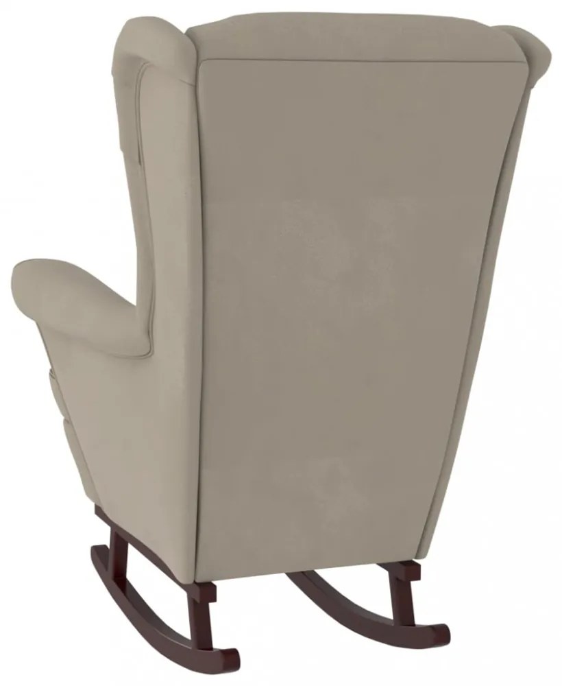 hintaszék, világosszürke bársony és tömörfa háttámlával