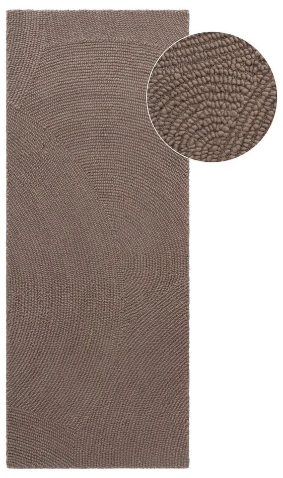 Szürkésbarna kézi szövésű gyapjú futószőnyeg 80x200 cm Calmio – Hanse Home