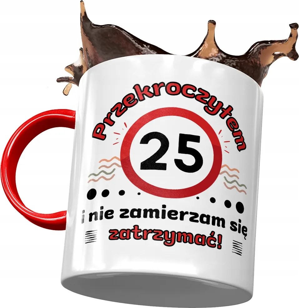 Piros Bögre Születésnapra 25 25. 25. Ajándék Nyomtatott Fotóval