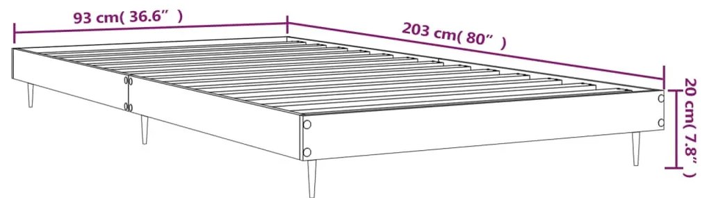 betonszürke szerelt fa ágykeret 90 x 200 cm