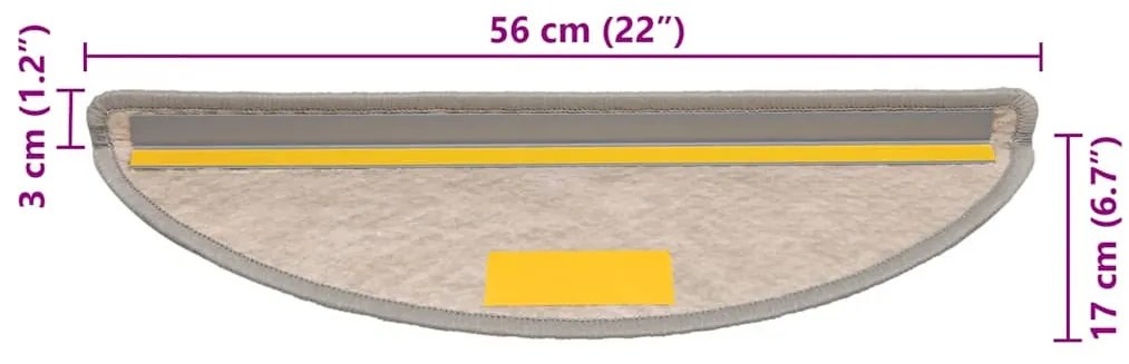 30 db ezüst lépcsőszőnyegek öntapadós szizál kinézetű 56x17x3cm