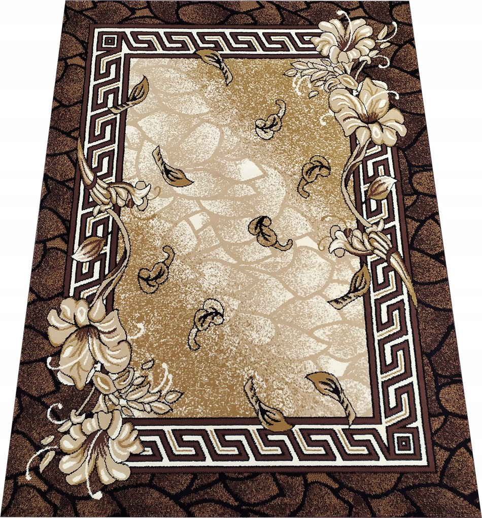 Szőnyeg 120x170 Barna Bézs Szoba Nappali Szőtt Klasszikus Virágok
