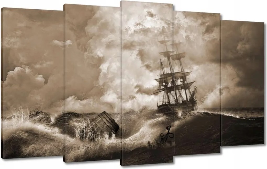 Vászonkép 100x60 Vihar Tenger Hajó Tájkép