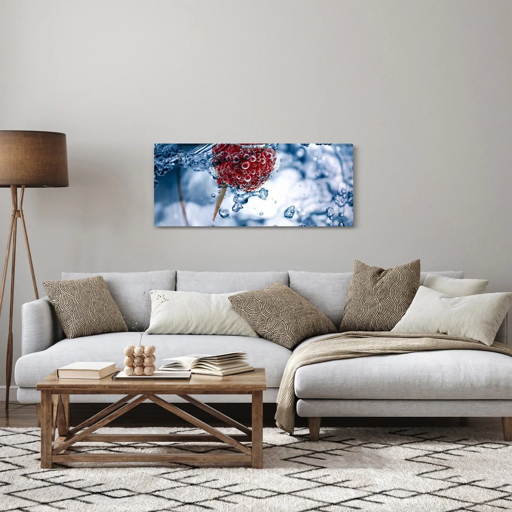 Kép - málna részlete a vízben (120x50 cm)