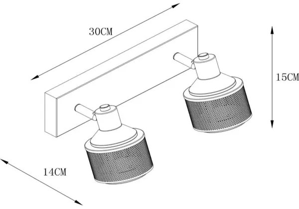 Lucide 77980/02/30 - Spotlámpa RAFA 2xE14/40W/230V fekete/bronz