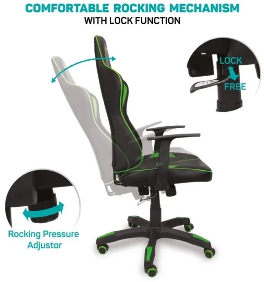 CONNECT IT CGC-0700-GR - LeMans Pro gamer szék fekete/zöld