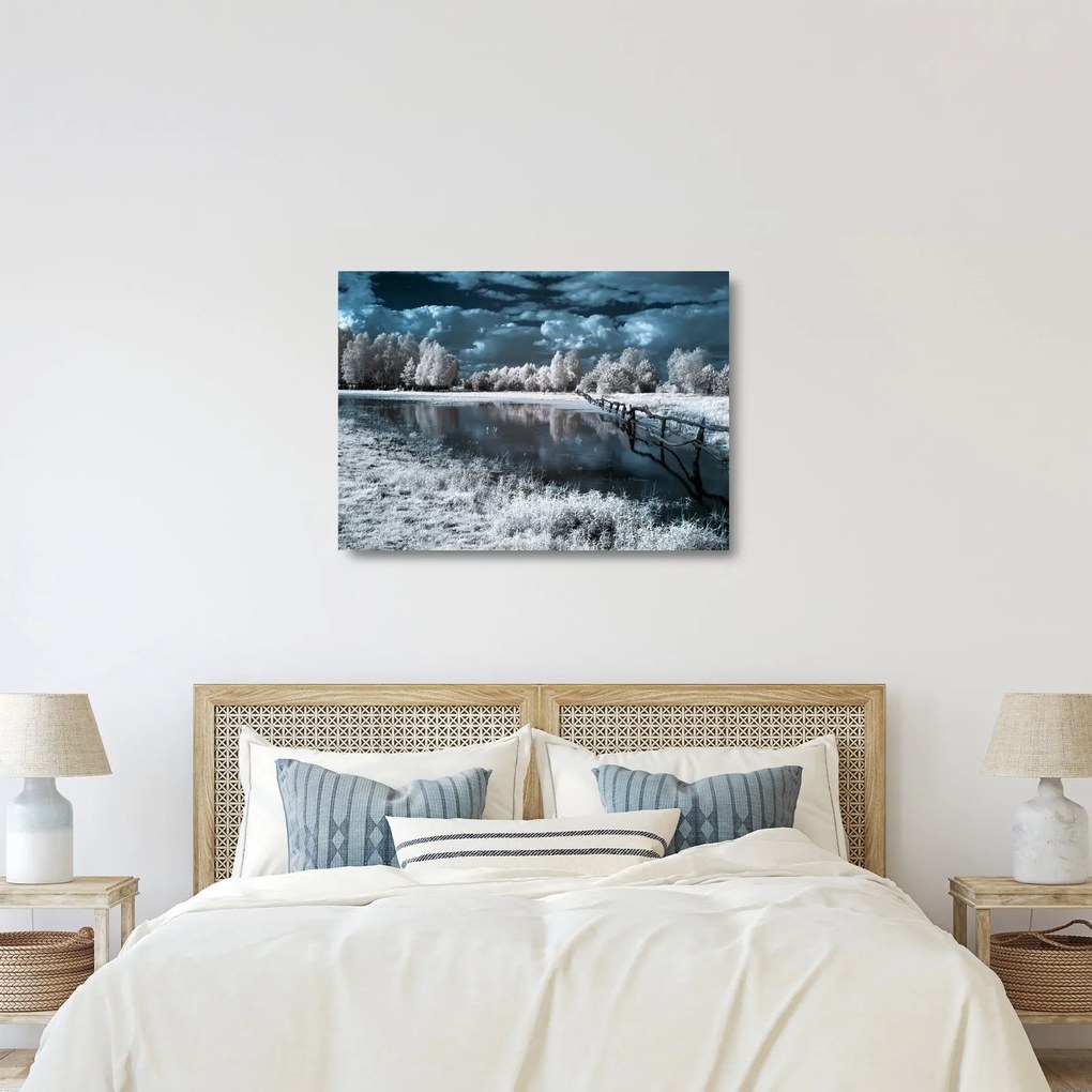 Üveg kép - Fagyott táj (70x50 cm)