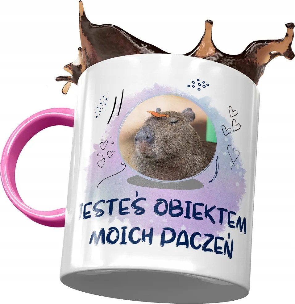 Rózsaszín Kapibara Bögre Születésnapra Névnapra Ajándék Nyomtatott Fotóval